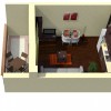 One-Bedroom Apartment with Mountain View - 3D Plan