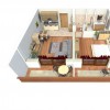 Comfort One-Bedroom Apartment  with Balcony or Terrace - 3D Plan